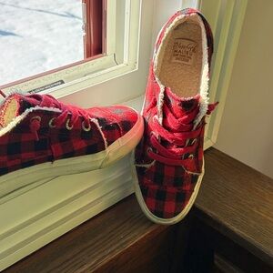 Blowfish Red and Black Plaid Sneakers